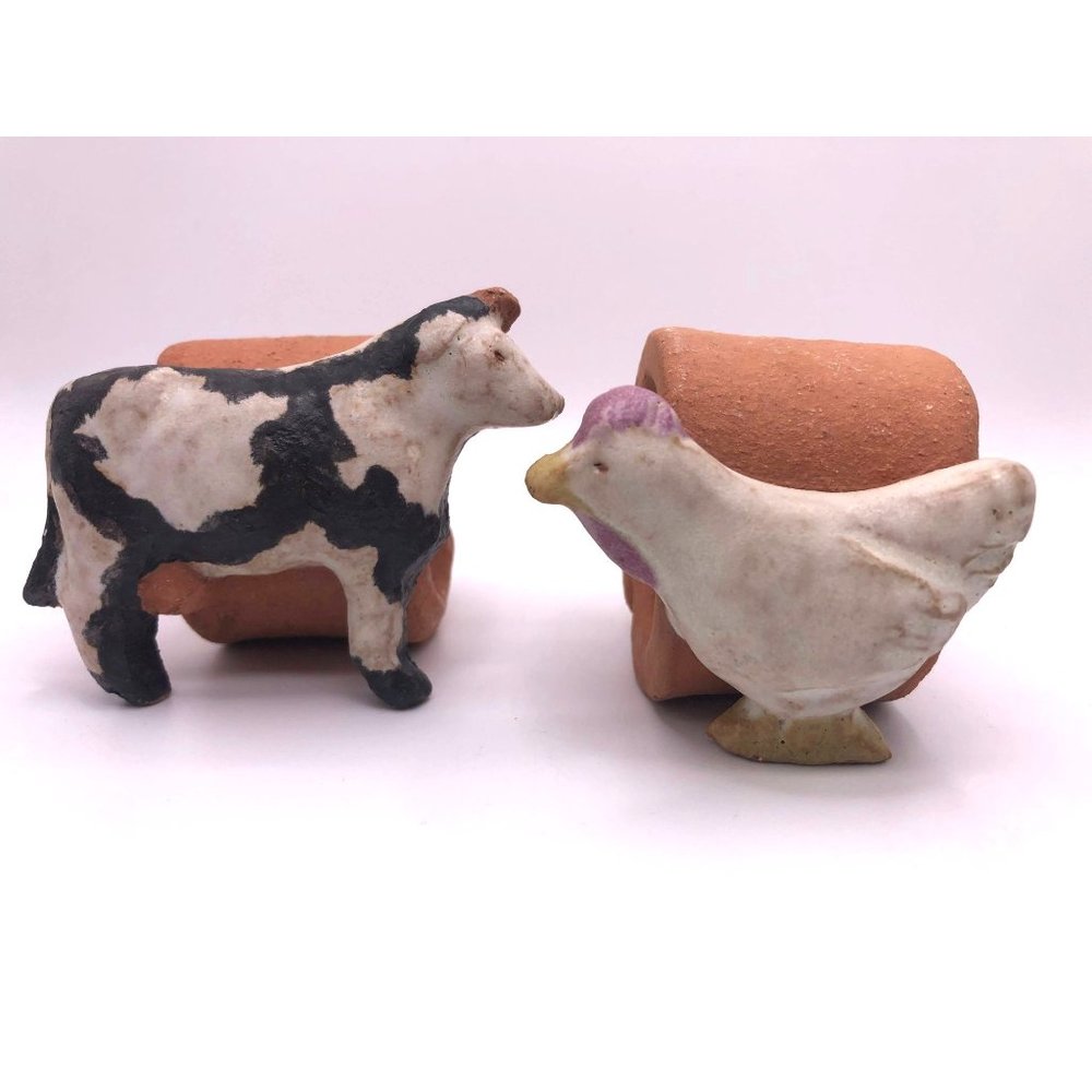 Clay Terra Cotta Napkin Rings with Animal Shapes Set of 6 Farmhouse Rustic Count